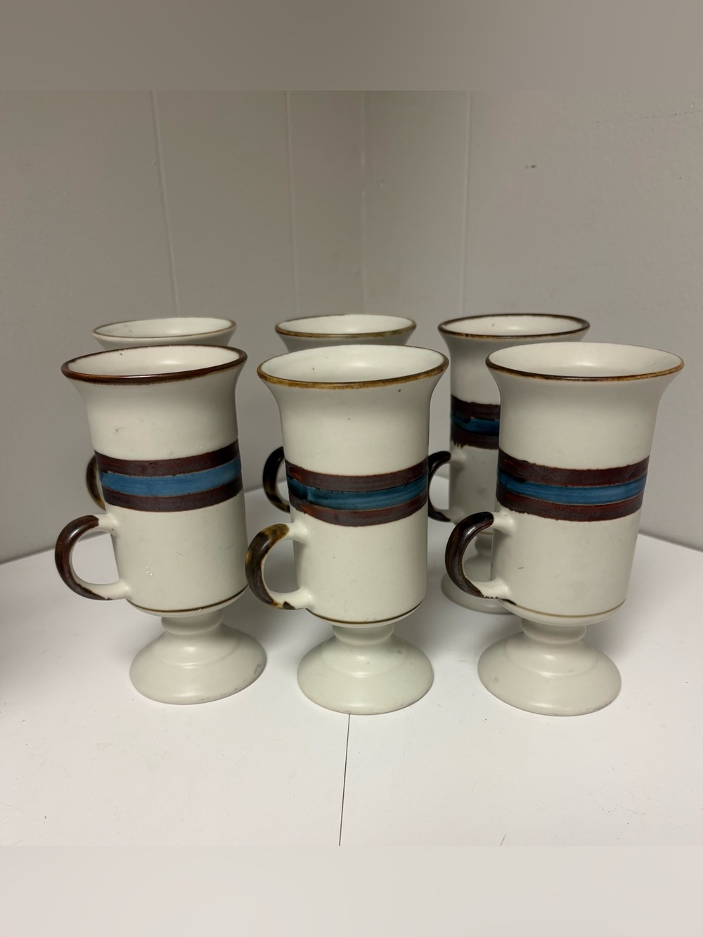 6 VTG Otagiri Stoneware Irish Coffee Mugs with the Distinctive Horizon Pattern